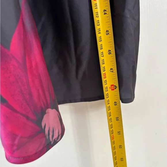 La Vie En Rose Dark Gray Pink Floral Slip Dress  Sexy Edgy Summer Flowy Satin - Picture 8 of 8